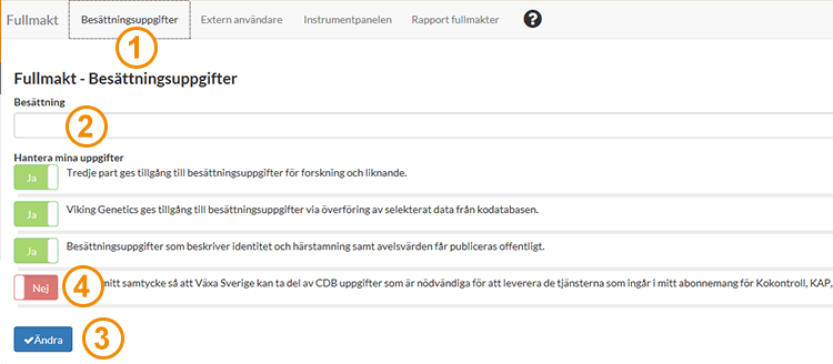 Fullmakter / Besättningsuppgifter