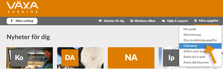 Mina uppgifter / Fullmakter