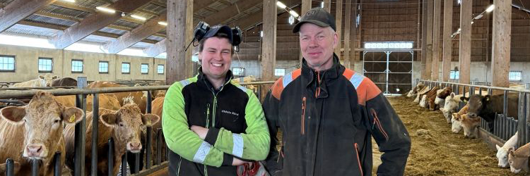 Magnus och Victor Jonsson på Utdala gård. Foto: Växa Magnus och Victor Jonsson på Utdala gård.
